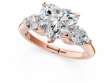 Rose gold Three-Stone Heart Diamond Ring with Pear Side Stones in Four-Prong Setting_69