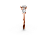 Rose gold Three-Stone Heart Diamond Ring with Pear Side Stones in Four-Prong Setting_70
