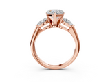 Rose gold Three-Stone Heart Diamond Ring with Pear Side Stones in Four-Prong Setting_71
