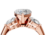 Rose gold Three-Stone Heart Diamond Ring with Pear Side Stones in Four-Prong Setting_72