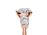 Rose gold Three-Stone Heart Diamond Ring with Pear Side Stones in Four-Prong Setting_73