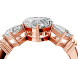 Rose gold Three-Stone Heart and Princess Cut Diamond Ring with Channel Band and Four-Prong Setting_28