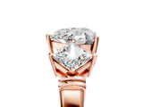 Rose gold Three-Stone Heart and Princess Cut Diamond Ring with Channel Band and Four-Prong Setting_29