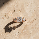 Rose gold Three-Stone Heart and Princess Cut Diamond Ring with Channel Band and Four-Prong Setting_7