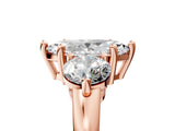 Rose gold Three-Stone Marquise Brilliant Cut Solitaire Ring with Prong Setting on a Classic Band 1