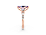 Rose gold Three-Stone Marquise Cut Amethyst Pavé Band with Four-Prong Setting_2