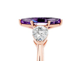 Rose gold Three-Stone Marquise Cut Amethyst Ring with Pear Side Stones and Four-Prong Setting_5