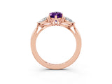 Rose gold Three-Stone Marquise Cut Amethyst Ring with Pear  Side Stones in Four-Prong Setting_39