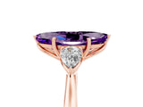 Rose gold Three-Stone Marquise Cut Amethyst Ring with Pear  Side Stones in Four-Prong Setting_41