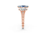 Rose gold Three-Stone Marquise Cut Aquamarine Braided Band Ring with Four-Prong Setting_14