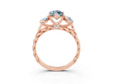 Rose gold Three-Stone Marquise Cut Aquamarine Braided Band Ring with Four-Prong Setting_15