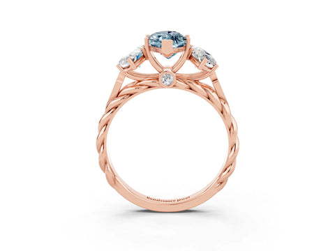 Rose gold Three-Stone Marquise Cut Aquamarine Braided Band Ring with Four-Prong Setting_15