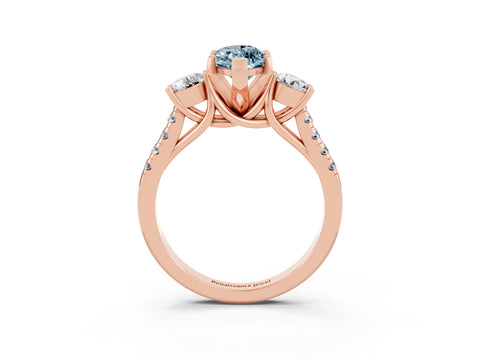 Rose gold Three-Stone Marquise Cut Aquamarine Pavé Band with Four-Prong Setting_3