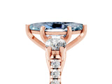 Rose gold Three-Stone Marquise Cut Aquamarine Pavé Band with Four-Prong Setting_5