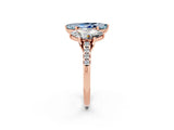 Rose gold Three-Stone Marquise Cut Aquamarine Ring with Pavé Band and Prong Setting_14