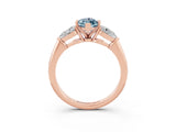 Rose gold Three-Stone Marquise Cut Aquamarine Ring with Pear Side Stones and Four-Prong Setting_3