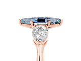Rose gold Three-Stone Marquise Cut Aquamarine Ring with Pear Side Stones and Four-Prong Setting_5