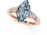 Rose gold Three-Stone Marquise Cut Aquamarine Ring with Pear  Side Stones in Four-Prong Setting_25