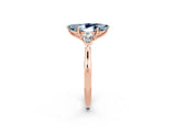 Rose gold Three-Stone Marquise Cut Aquamarine Ring with Pear  Side Stones in Four-Prong Setting_26
