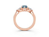 Rose gold Three-Stone Marquise Cut Aquamarine Ring with Pear  Side Stones in Four-Prong Setting_27