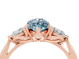 Rose gold Three-Stone Marquise Cut Aquamarine Ring with Pear  Side Stones in Four-Prong Setting_28