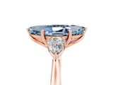 Rose gold Three-Stone Marquise Cut Aquamarine Ring with Pear  Side Stones in Four-Prong Setting_29