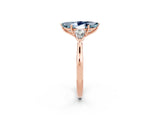 Rose gold Three-Stone Marquise Cut Aquamarine Ring with Pear  Side Stones in Four-Prong Setting_50