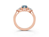 Rose gold Three-Stone Marquise Cut Aquamarine Ring with Pear  Side Stones in Four-Prong Setting_51
