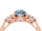 Rose gold Three-Stone Marquise Cut Aquamarine Ring with Pear  Side Stones in Four-Prong Setting_52