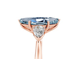 Rose gold Three-Stone Marquise Cut Aquamarine Ring with Pear  Side Stones in Four-Prong Setting_53