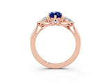 Rose gold Three-Stone Marquise Cut Blue Sapphire Ring with Pear  Side Stones in Four-Prong Setting_15