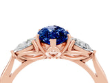 Rose gold Three-Stone Marquise Cut Blue Sapphire Ring with Pear  Side Stones in Four-Prong Setting_16