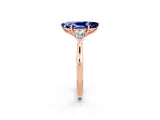 Rose gold Three-Stone Marquise Cut Blue Sapphire Ring with Pear  Side Stones in Four-Prong Setting_38