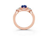 Rose gold Three-Stone Marquise Cut Blue Sapphire Ring with Pear  Side Stones in Four-Prong Setting_39