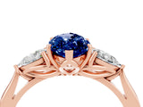 Rose gold Three-Stone Marquise Cut Blue Sapphire Ring with Pear  Side Stones in Four-Prong Setting_40