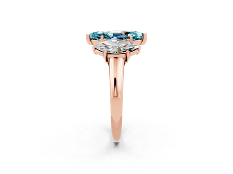 Rose gold Three-Stone Marquise Cut Blue Topaz Engagement Ring with Prong Setting_2