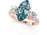 Rose gold Three-Stone Marquise Cut Blue Topaz Pavé Band with Four-Prong Setting_1