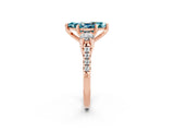 Rose gold Three-Stone Marquise Cut Blue Topaz Pavé Band with Four-Prong Setting_2