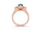 Rose gold Three-Stone Marquise Cut Blue Topaz Pavé Band with Four-Prong Setting_3