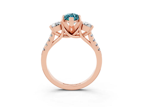 Rose gold Three-Stone Marquise Cut Blue Topaz Pavé Band with Four-Prong Setting_3