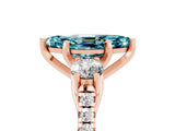 Rose gold Three-Stone Marquise Cut Blue Topaz Pavé Band with Four-Prong Setting_5