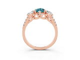 Rose gold Three-Stone Marquise Cut Blue Topaz Ring with Pavé Band and Prong Setting_15