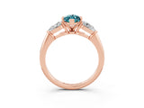 Rose gold Three-Stone Marquise Cut Blue Topaz Ring with Pear Side Stones and Four-Prong Setting_3