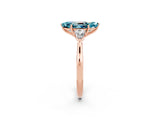 Rose gold Three-Stone Marquise Cut Blue Topaz Ring with Pear  Side Stones in Four-Prong Setting_14
