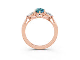 Rose gold Three-Stone Marquise Cut Blue Topaz Ring with Pear  Side Stones in Four-Prong Setting_15