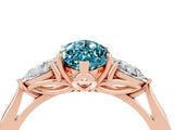 Rose gold Three-Stone Marquise Cut Blue Topaz Ring with Pear  Side Stones in Four-Prong Setting_16