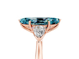 Rose gold Three-Stone Marquise Cut Blue Topaz Ring with Pear  Side Stones in Four-Prong Setting_17