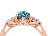 Rose gold Three-Stone Marquise Cut Blue Topaz Ring with Pear  Side Stones in Four-Prong Setting_40