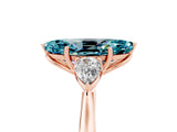 Rose gold Three-Stone Marquise Cut Blue Topaz Ring with Pear  Side Stones in Four-Prong Setting_41