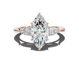 Rose gold Three-Stone Marquise Cut Brilliant Diamond Solitaire Ring with Tapered Band and Four-Prong Setting_3